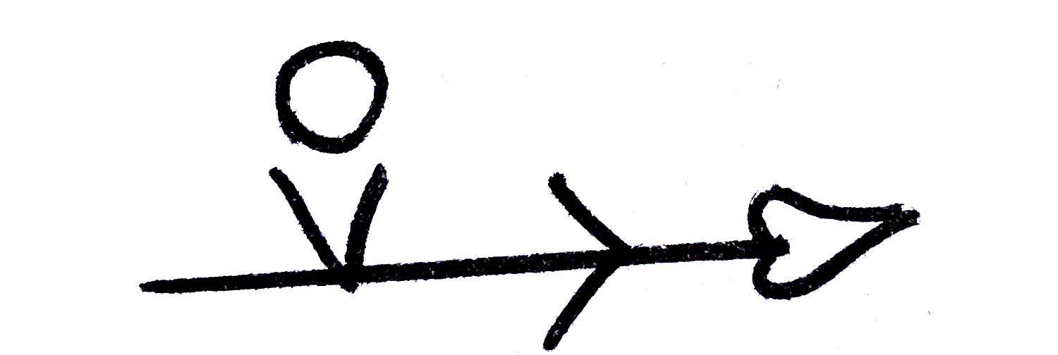 Hand-drawn arrow through a circle, the Worldplay mark
